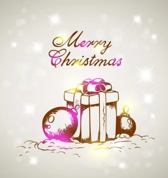 Christmas background with gift Stock Illustration