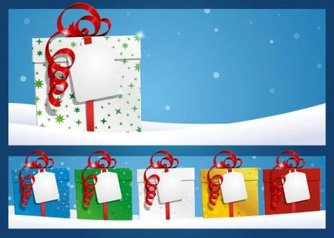 Christmas Background - Gift with Label Stock Illustration