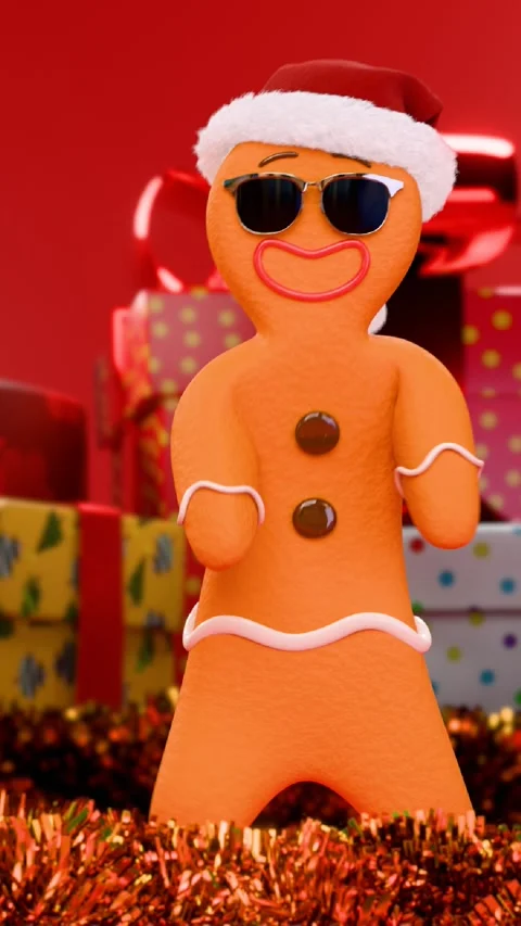 Christmas background with gingerbread man Stock Footage 294597464