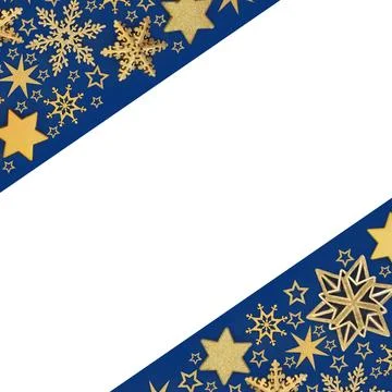 Christmas Background with Gold Star Snowflake Decorations Stock Photos