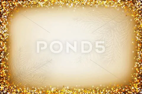 Christmas Background With Golden Abstract Frame .