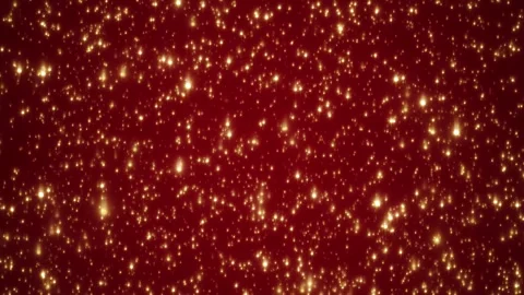 Christmas background of golden light particles falling on red background Stock Footage 256887306