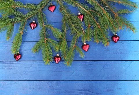 Christmas background with hearts Stock Photos