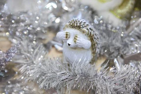 Christmas background with hedgehogs Stock Photos