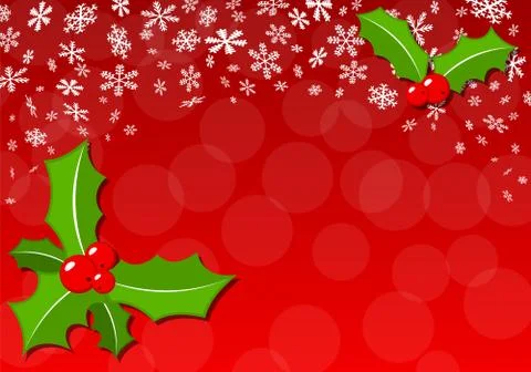 Christmas background with holly Stock Illustration