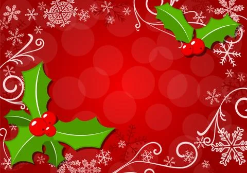 Christmas background with holly Stock Illustration