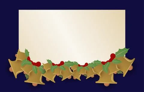 Christmas background. Light colored blank paper decorated with bells. Stock Illustration