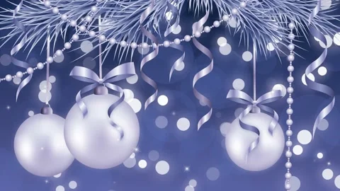 Christmas background loop featuring white holiday ornaments hanging on a Stock Footage 144611683