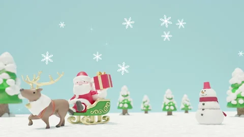Christmas Background Material: Santa Claus and Snowman and Snow Crystal Stock Footage 166197156