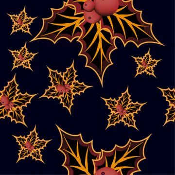 Christmas background with mistletoe tree.Seamless pattern with design element Stock Illustration