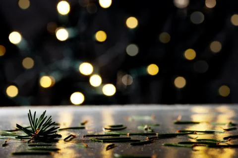 Christmas background with needles Stock Photos