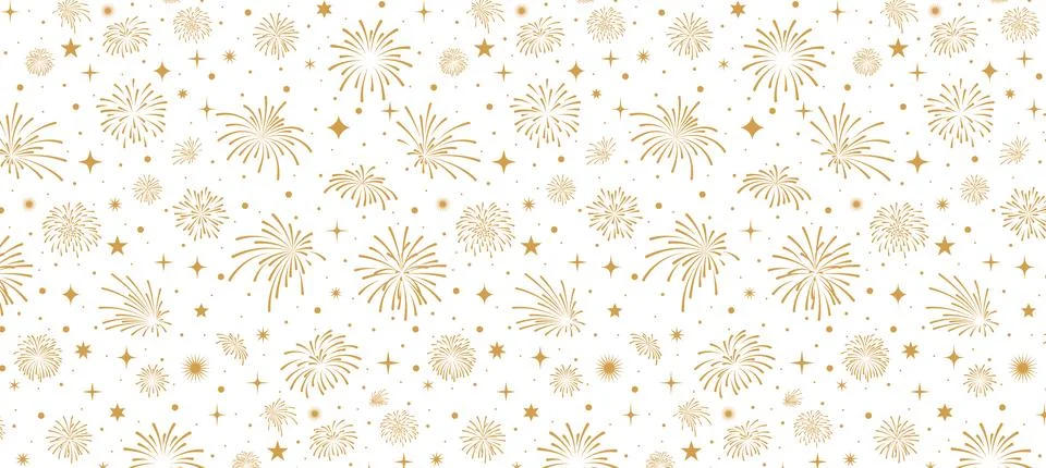 Christmas background, New Year pattern, gold fireworks Stock Illustration