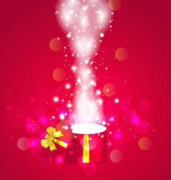 Christmas background with open magic gift box Stock Illustration
