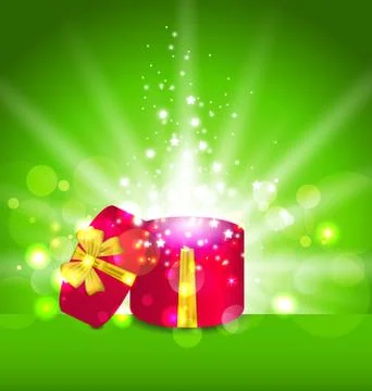Christmas background with open round gift box Stock Illustration