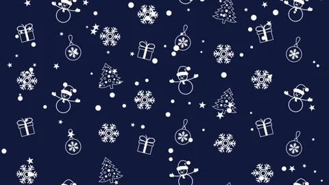Christmas background pattern with Christmas trees, snowmen, snowflakes and Stock Footage 97489745