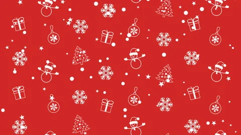 Christmas background pattern with Christmas trees, snowmen, snowflakes and Stock Footage 97489982