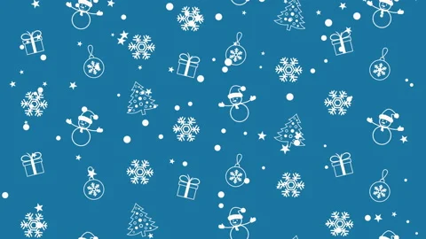 Christmas background pattern with Christmas trees, snowmen, snowflakes and Stock Footage 97490169