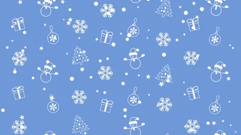 Christmas background pattern with Christmas trees, snowmen, snowflakes and Stock Footage 97521351
