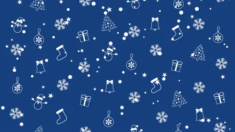 Christmas background pattern with Christmas trees, snowmen, snowflakes and Stock Footage 97524216