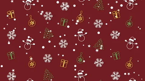 Christmas background pattern with Christmas trees, snowmen, snowflakes and Stock Footage 97767923
