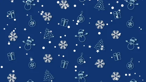 Christmas background pattern with Christmas trees, snowmen, snowflakes and Stock Footage 97768015