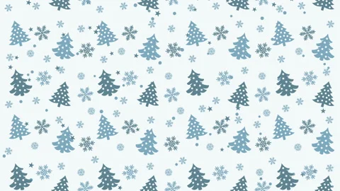 Christmas background pattern with Christmas trees and snowflakes Stock Footage 120994457