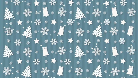 Christmas background pattern with Christmas trees and snowflakes Stock Footage 121091294