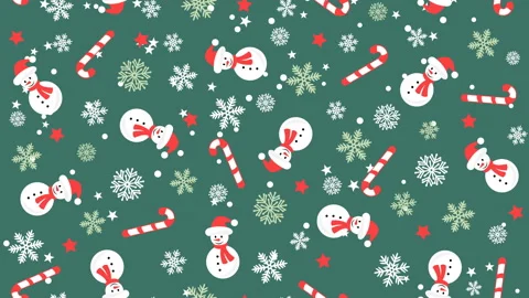 Christmas background pattern with snowman and snowflakes Stock Footage 121746968