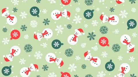 Christmas background pattern with snowman, snowflakes and Christmas balls Stock Footage 121672538
