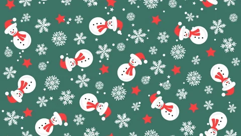 Christmas background pattern with snowmen and snowflakes Stock Footage 121518386