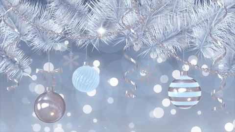 Christmas background with a pine branches and Christmas decorations Stock Footage 257558392