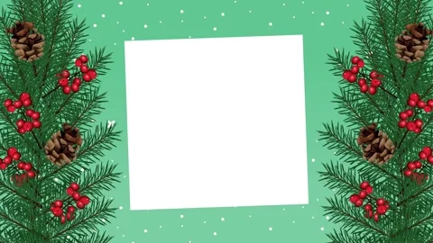 Christmas background with pine branches and white copy space frame. Stock Footage 339111946