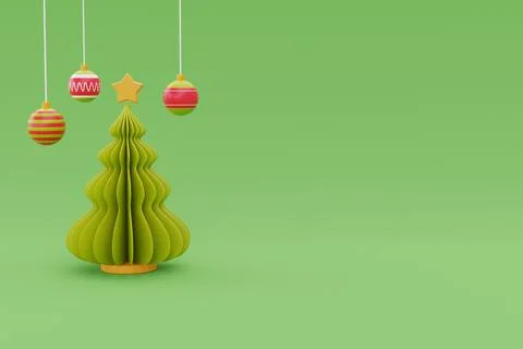 Christmas background with pine tree. Merry Christmas and Happy New Year. 3d r Stock Illustration