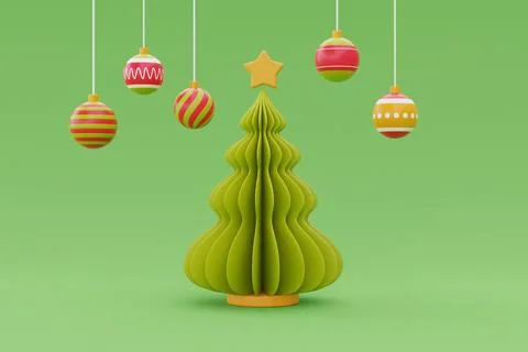 Christmas background with pine tree. Merry Christmas and Happy New Year. 3d r Stock Illustration