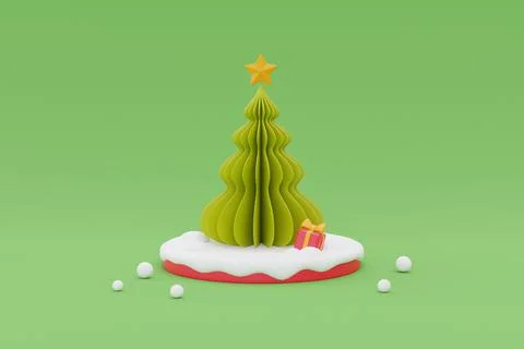 Christmas background with pine tree. Merry Christmas and Happy New Year. 3d r Stock Illustration