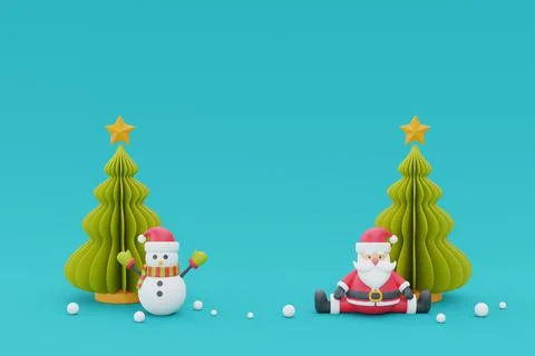 Christmas background with pine trees, Santa Claus and christmas ornament. Mer Stock Illustration
