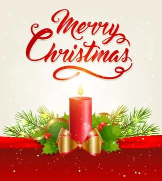 Christmas background with red candle Stock Illustration