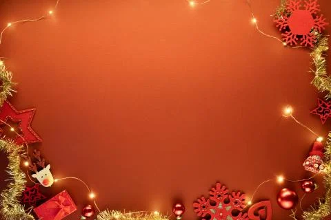 Christmas background with red decor Stock Photos