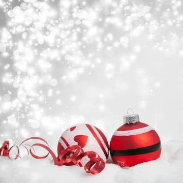 Christmas background with red decorations Stock Photos