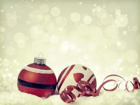 Christmas background with red decorations Stock Photos