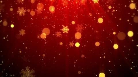 Christmas background (red theme), with glittering snowflakes falling and lights Stock Footage 80199299
