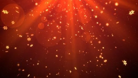 Christmas background (red theme) with snowflakes, glow bokeh and shine lights Stock Illustration
