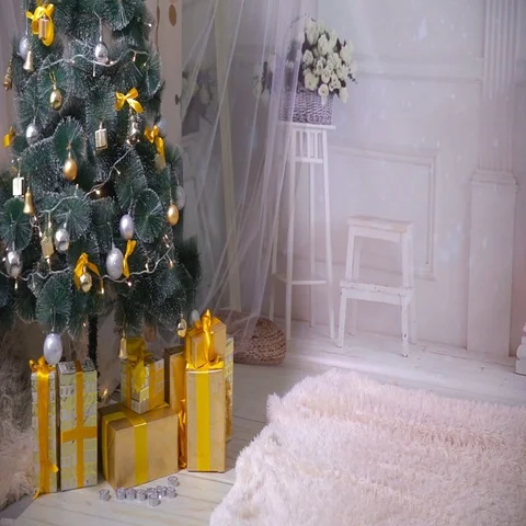 Christmas background. Room decorated for New year, Christmas celebration. No Stock Footage