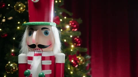Christmas background with a rotating nutcracker Stock Footage 257428375
