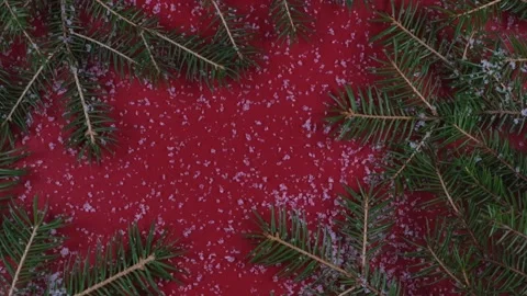 Christmas background rotation. Fir branches or Christmas tree and snow Stock Footage 166320717