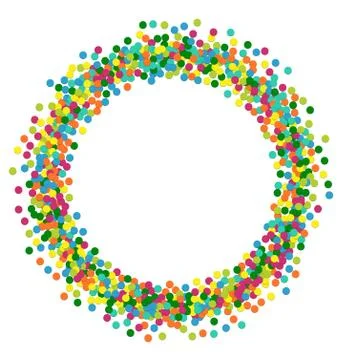 Christmas background round frame from colourful confetti Stock Illustration