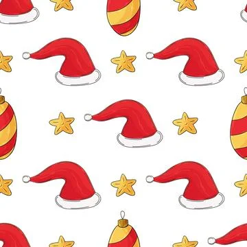 Christmas background. Seamless pattern in hand draw style Stock Illustration