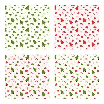 Christmas Background Seamless Pattern With Santa Claus, Tree, Socks, Snowman  Illustrazione stock