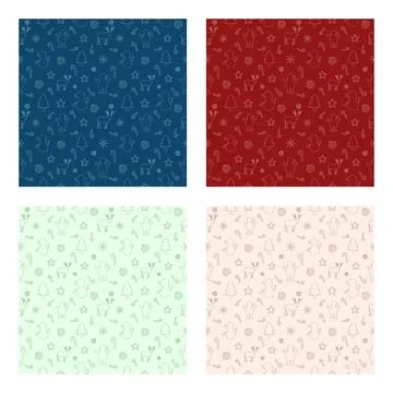 Christmas Background Seamless Pattern With Santa Claus, Tree, Socks, Snowman  Illustrazione stock