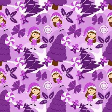 Christmas Background Seamless Pattern With Santa Claus, Tree, Socks, Snowman  Stock Illustration